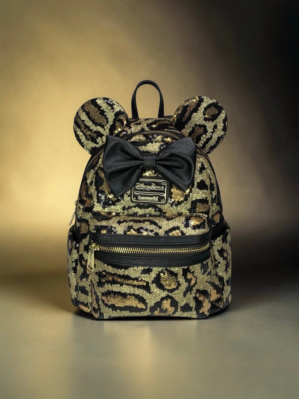 Loungefly Disney Parks Minnie Mouse Leopard Sequin Mini Backpack Animal Kingdom